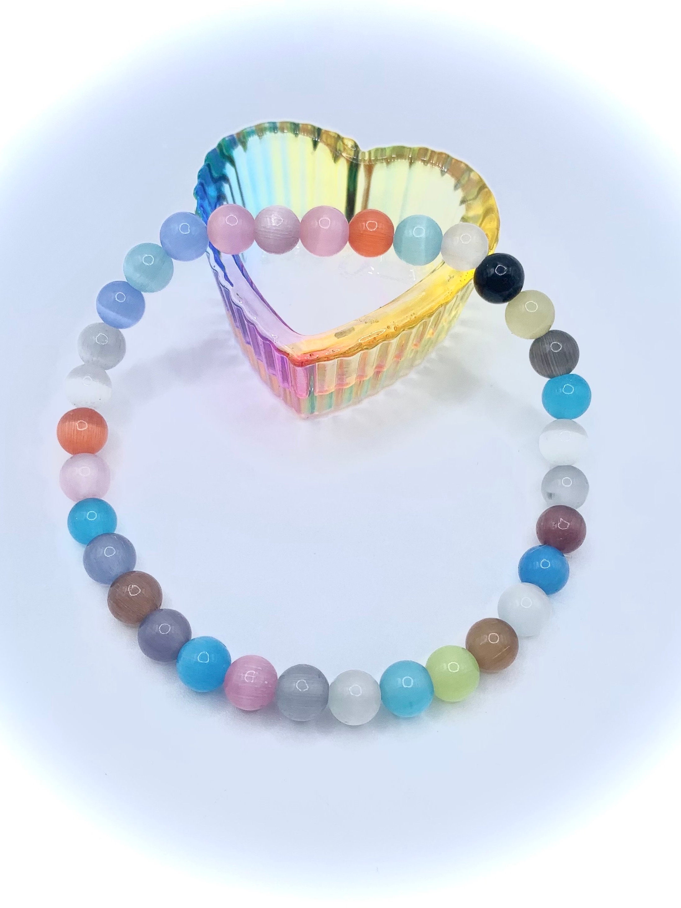 Bracciale elastico con cristalli rosa e gattino in oro - Italia