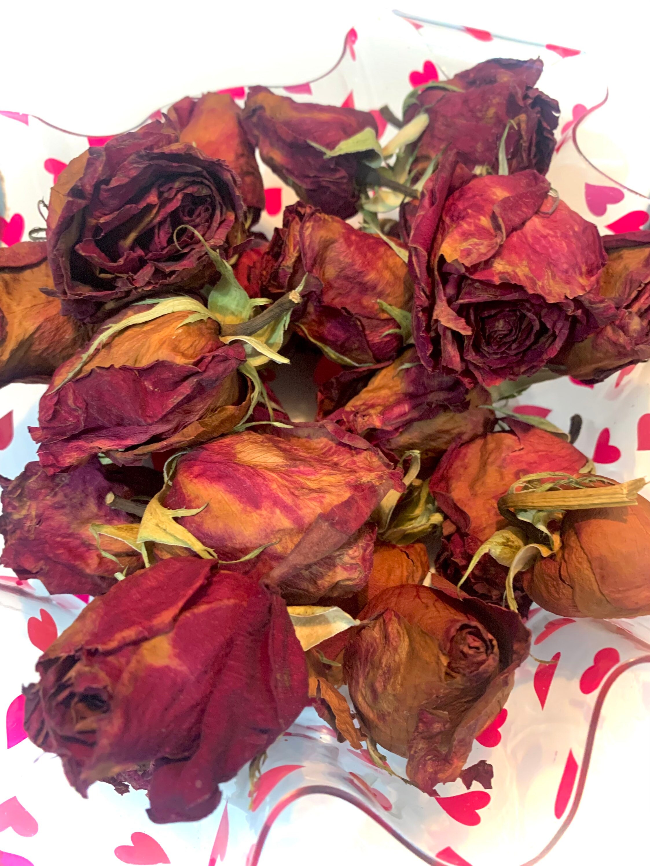 Floral & Garden Crafts Whole RED ROSE Buds with Stems/ Dried Organic