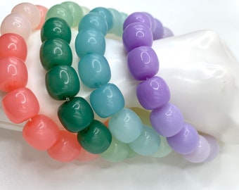 Pastell Ombre Chunky Bead Stretch Armband, Farbblock Bead Armband, Pastell Farbverlauf, Dickes Barrel Bead Armband, Geschenk für Sie