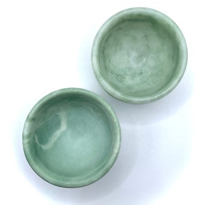 carved JADE bowl, green jade trinket dish, natural stone home decor, jade rice bowl, healing crystal gift, small jade cup