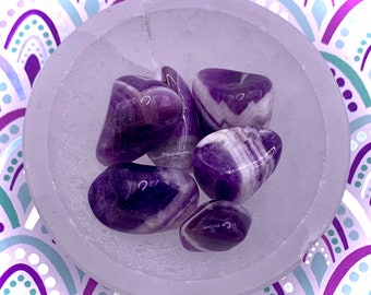 CHEVRON AMETHYST tumbled stone - dream Amethyst crystal - purple gemstone - healing crystal - tumbled amethyst