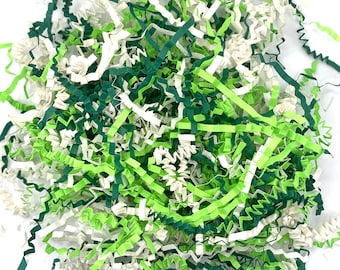 1/4 Pfund Shamrock Mix Crinkle Cut geschreddertes Papier für Verpackungen | Geschenkschachtel Shred | Hohlkörper | Versandmaterial | St. Paddy Day Party