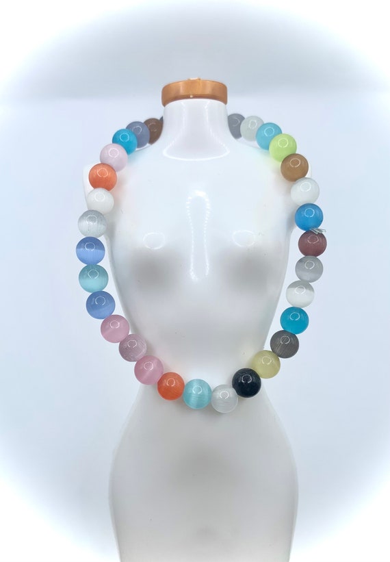 Bracciale con pietre preziose multicolore in occhio di gatto, gioielli in cristallo Chatoyant - Italia