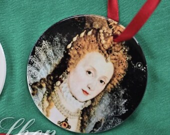 Tudor Christmas Ornaments, Tudor Holiday Decorations, Anne Boleyn Ornament, Tudor Rose ornament, Queen Elizabeth I