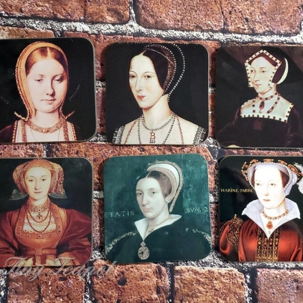 Tudor Gift, Henry VIII Wives Coaster Set, Anne Boleyn, British history, English history lover, Tudor history fan, Anglophile gift