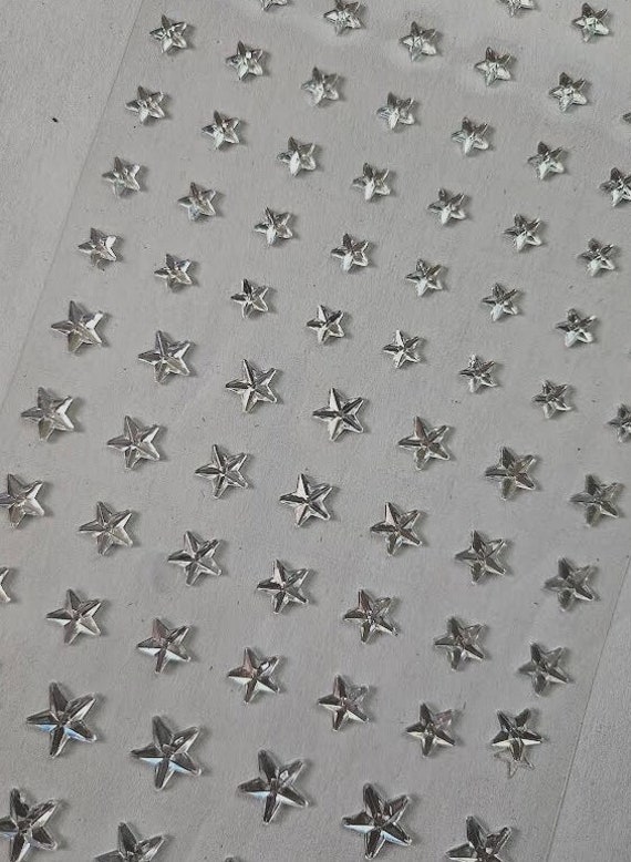 CraftbuddyUS 86pcs 6,8 10mm Self Adhesive Clear Diamante STAR Gems, DIY,  Craft