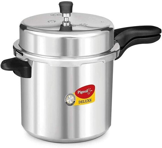 Pigeon Pressure Cooker - 10 Quart - Deluxe Aluminum Outer Lid Stovetop - Cook Delicious Food in Less Time: Soups, Rice, Legumes, and More - 10 Liters