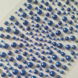 CraftbuddyUS 325 Self Adhesive Navy Pearl Diamante Stick On Rhinestone Gems