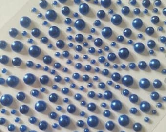 CraftbuddyUS 325 Self Adhesive Navy Pearl Diamante Stick On Rhinestone Gems