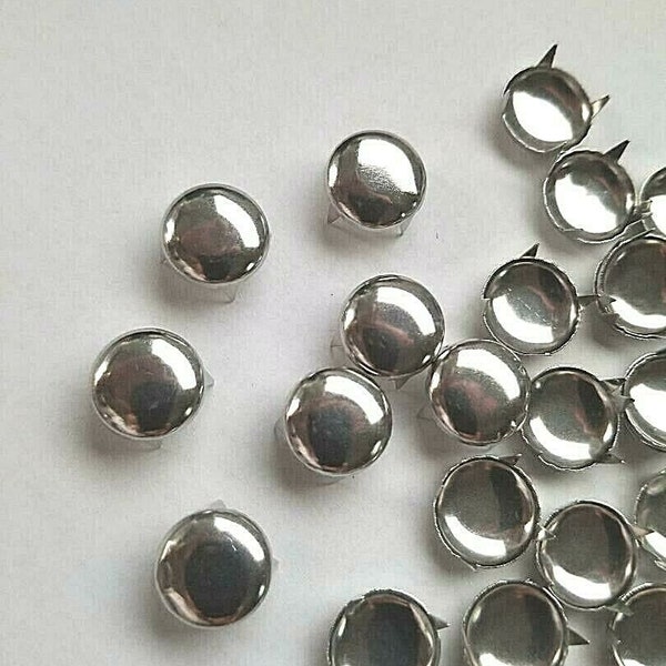 CraftbuddyUS 100pcs 10mm Silver Round Dome Studs, DIY