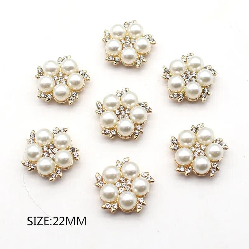 CraftbuddyUS 10個 22 mm 金属合金 ゴールド/パール スナップボタン 手