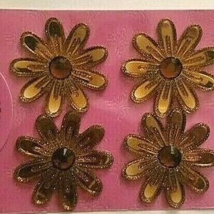 CraftbuddyUS DBG03A Set of 4 Daisies Amber, Self Adhesive Gems, DIY, Cards