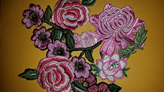 Craftbuddyus 10 Iron on Stick, Sew on Fabric Flower Motifs, Craft, Sewing,  Embroidery Patches 