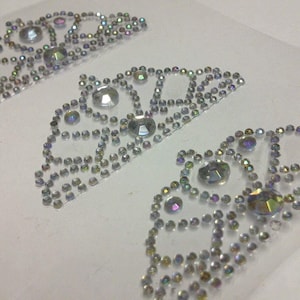 CraftbuddyUS 3 Self Adhesive AB Clear Diamante Wedding Tiaras, Stick on Rhinestone Gems