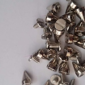 CraftbuddyUS 20 9mm Silver Screw Spikes Punk Rock Leather Bag Shoe Studs Craft Biker Goth
