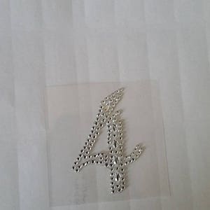 CraftbuddyUS 2pcs  Number &quot;4&quot; Self Adhesive Stick on Clear Rhinestone Numbers Gems Crystals