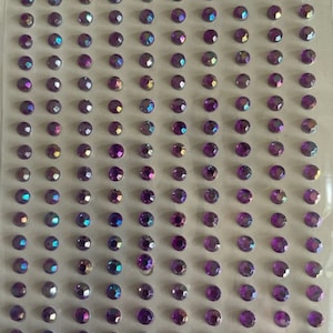 CraftbuddyUS CB002 200pcs 4mm Self Adhesive AB Dark Purple Diamante Rhinestone Gems