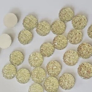 CraftbuddyUS 85pcs 12mm Clear Round Diamante Flat Back Resin Moon Gems, DIY