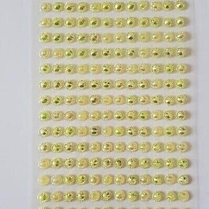 CraftbuddyUS 312pcs 6mm, 26 AB Yellow Pointed Self Adhesive Strips Gems Craft DIY