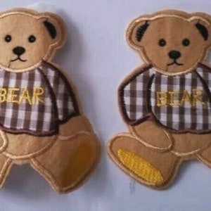 CraftbuddyUS 2Stk X 10cm Bügelbild Baby Braun Teddybär Stoff Motiv Applikation Aufnäher