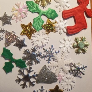 CraftbuddyUS 100 Fiocco di neve misto, motivo star natalizio di Natale Sew On, Stick on Craft, fai-da-te