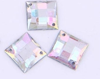 CraftbuddyUS 50 pcs acrylique 12 mm à coudre sur abdominaux transparents strass strass cristal gemmes