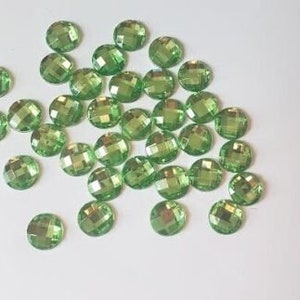 CraftbuddyUS 100pcs 12mm Flatback Mint Green Faceted Acrylic Round Rhinestone Gems, DIY, Craft