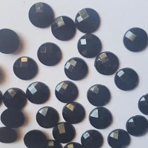 CraftbuddyUS 100pcs 10mm Flatback Black Faceted Acrylic Round Rhinestone Gems, DIY, Craft