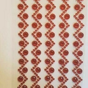 CraftbuddyUS 5 ZigZag Round Self Adhesive Rhinestone Stripes, Color-Red, DIY, Craft