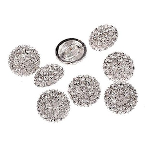 CraftbuddyUS DB18-17s 10pcs 17mm Diamante Faceted Crystal Silver Rhinestone Buttons