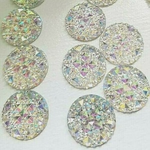 CraftbuddyUS MG4A 30pcs 20mm AB Clear Round Rhinestone Diamante Flat Back Faceted Resin Moon Gems