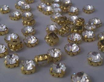 CraftbuddyUS 50 X 6mm S28 Clear Sew on Gold Set Glass Crystal Diamante Rhinestones Craft