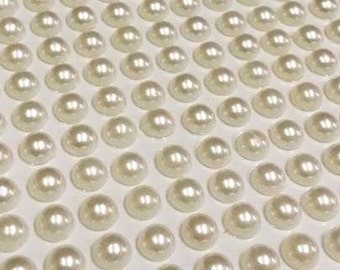 CraftbuddyUS 1500pcs 5mm Single Ivory Self Adhesive Pearls Gems, Wedding Craft