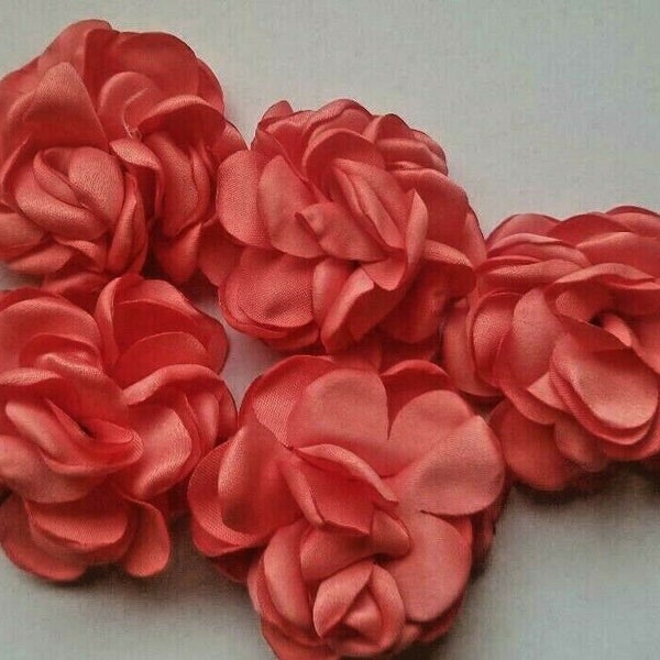 CraftbuddyUS 10 pieces Coral Stick on,Sew On Fabric Flowers, crafting, DIY