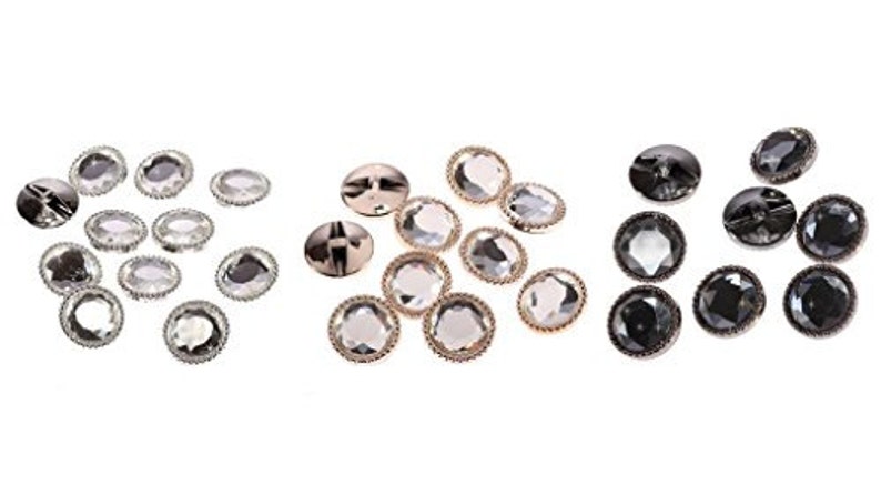 thumbnail image 2 of 10pcs 12mm Round Clear Crystal Rhinestone Buttons By CraftbuddyUS - Sparkly Diamante Buttons For Crafts & Sewing 2 of 9