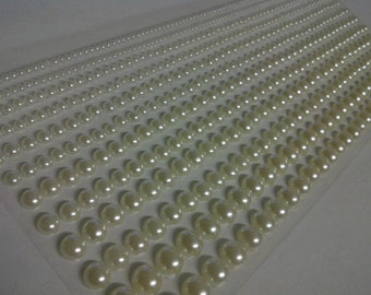 616 pcs 12 Strips Self Adhesive Pearl Gems Wedding Craft DIY