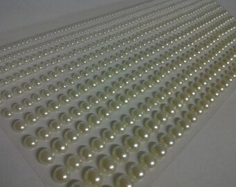 151 Glittery Pearl Round Self-Adhesive Gems For Wedding DIY - 3mm, 4mm, 5mm, 8mm Mix
