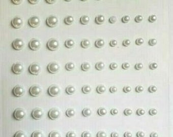 CraftbuddyUS 110 pcs mixed sizes 3,4,5mm Self Adhesive Ivory Pearl Gems