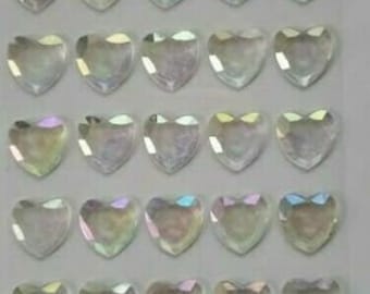 CraftbuddyUS 35st 14mm zelfklevende AB clear facet hart strass edelstenen, craft