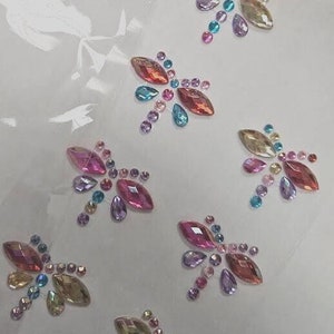 CraftbuddyUS 8 stks 35 x 22 mm libelle zelfklevende strassteentjes, zelfklevende edelstenen, doe-het-zelf