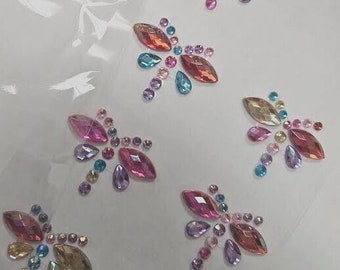 CraftbuddyUS 8pcs 35X22mm Mixed Color Dragonfly Self Adhesive Rhinestone Gems, DIY