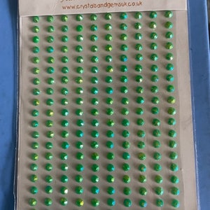 CraftbuddyUS CB002 200pcs 4mm Self Adhesive AB Dark Green Diamante Rhinestone Gems