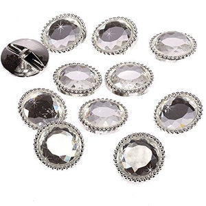 CraftbuddyUS AB14-25S:20pcs 25mm Silver Round Glass Buttons Faceted Crystal Diamante Rhinest