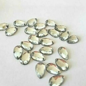 CraftbuddyUS 100pcs 13x8mm Sew On Clear Teardrop Acrylic Diamante Rhinestone Crystal Gems