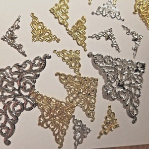 CraftbuddyUS 40 pcs Assorted Silver/Gold Filigree Metal Decorative Corner Embellishment