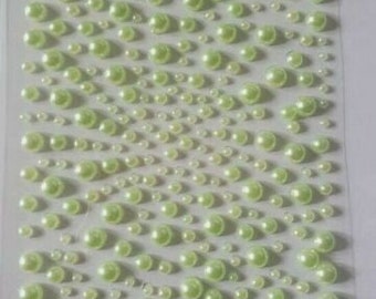 CraftbuddyUS 325 Self Adhesive Mint Pearl Diamante Stick On Rhinestone Gems