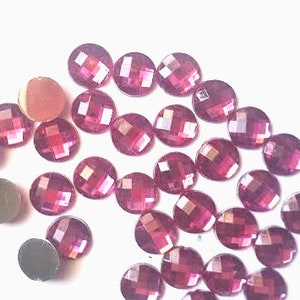 CraftbuddyUS 100pcs 10mm Flatback Assorted Colors Faceted Acrylic Round Rhinestone Gems, DIY, Craft