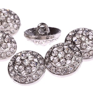 CraftbuddyUS DB10 15S 10pcs Diamante Faceted Crystal Silver Rhinestone Buttons