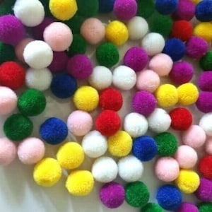 CraftbuddyUS Assorted Luxury 14mm Pom Poms - Approx 300pcs