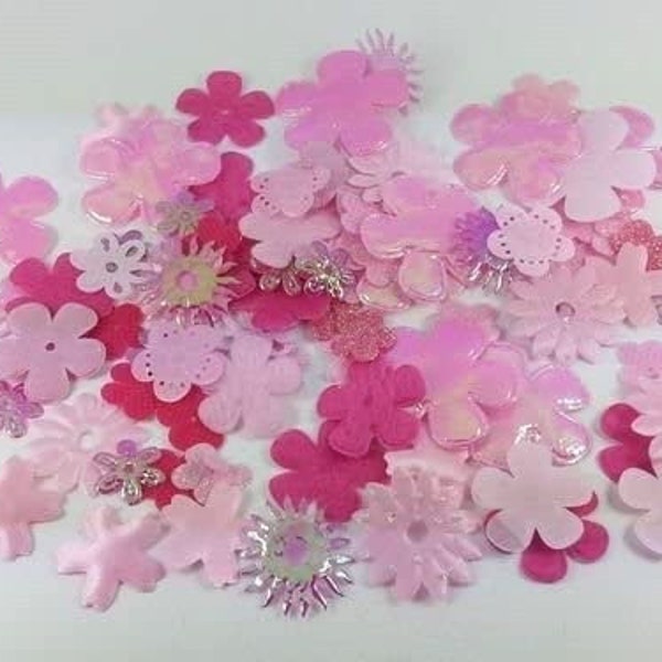 CraftbuddyUS 100 Pink Fabric Flower Motifs, Sew On or Stitch On, Crafts, DIY